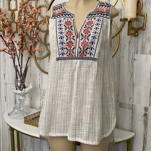 Anthropologie Embroidered Sleeveless Top sz 12